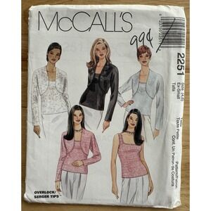 McCall's‎ Pattern 2251 Misses' Shrug & Top Size 4, 6 Uncut FF